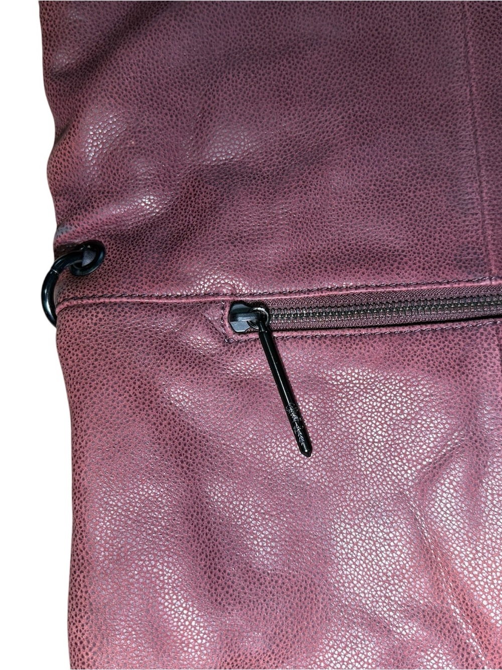 Elliott Lucca Iara Foldover Tote Bag Burgundy Leather Convertible Hobo - Picture 5 of 8